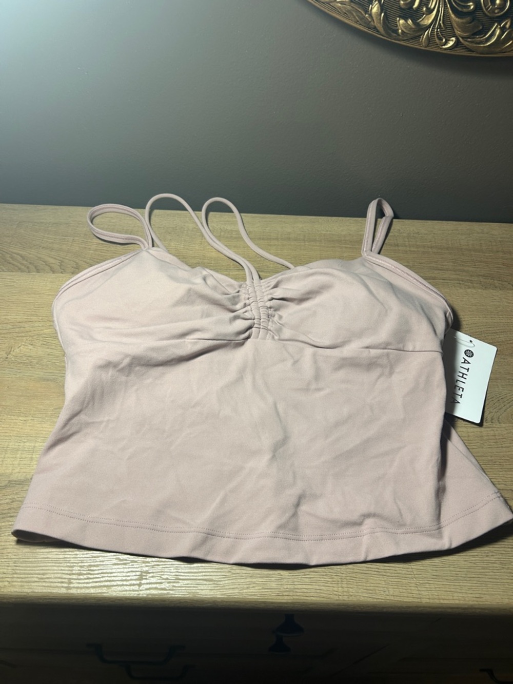 Athleta Pale Pink Double-Strap Ruched Bust Tank